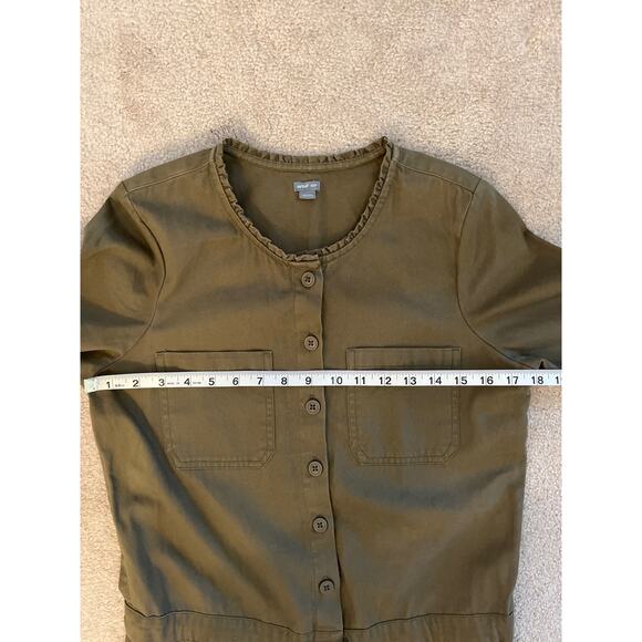 Aerie Jumpsuit Boiler Suit Size XS Army Green Long Sleeve Ruffle Collar Gorpcore - Picture 7 of 11
